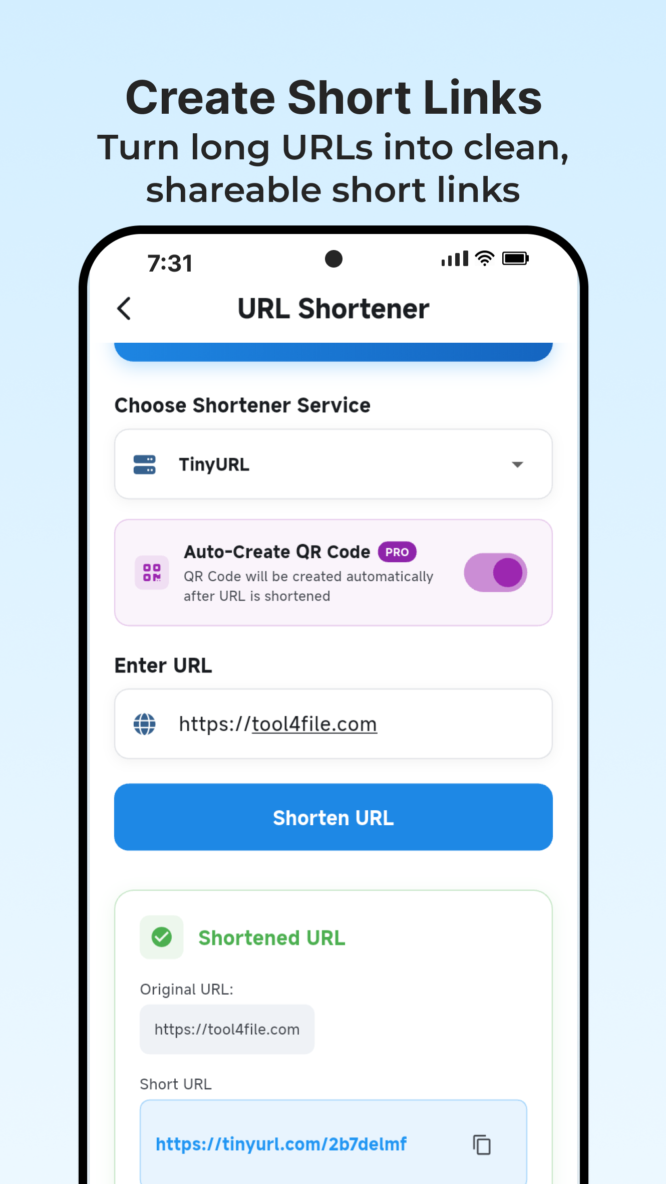 URL Shortener - Create short links for sharing